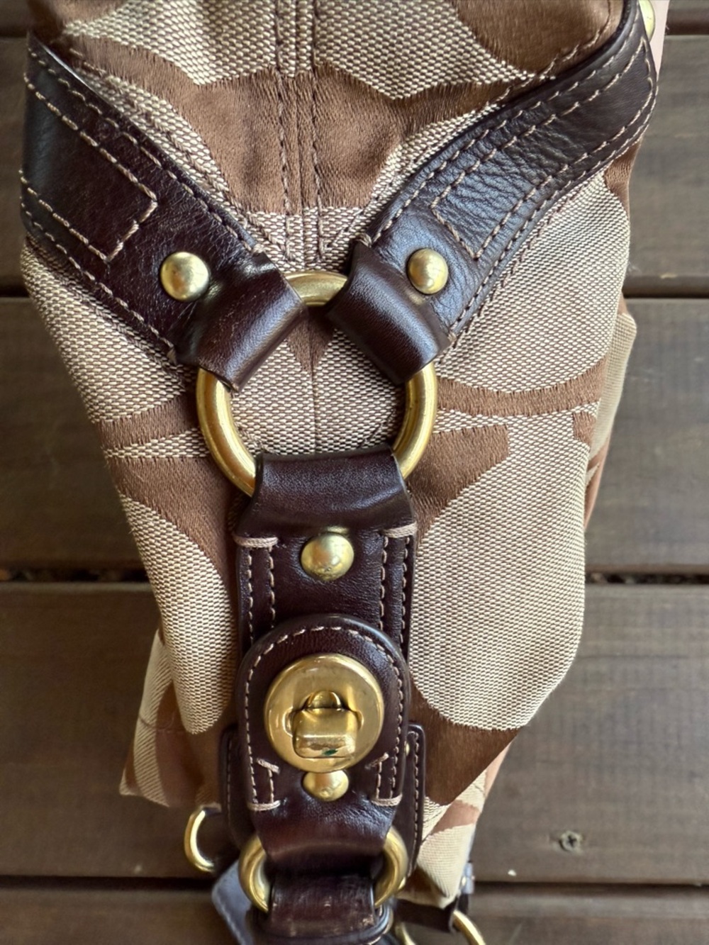 Vintage Y2K Coach Carly Hobo Bag Jacquard Monogram 10619 - Picture 3 of 4